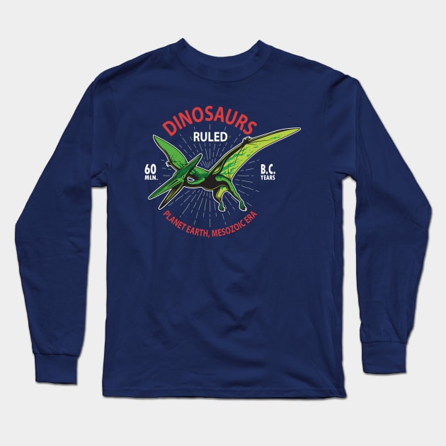 King of the Skies: Pterodactyl in the Darkness Long Sleeve T-Shirt by WorldDinosaurs